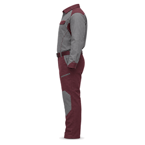 Ensemble chemise de travail à manches longues gris bordeaux personnalisé et pantalon renforcé pour le personnel de maintenance – Vente en gros fabricant - Product Image 6
