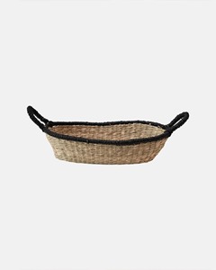 Oval seagrass <b>basket</b> with black fabric trim Handmade <b>Storage</b> <b>Basket</b> Wholesale eco-friendly Made in Vietnam - Product Image 6