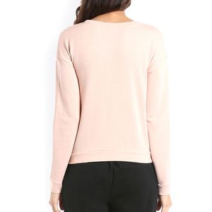 Nouveau design, sweat-shirt en coton uni pour femme, prix de gros, tricoté, décontracté, respirant, col rond - Product Image 3