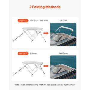 Tendalino Bimini a 3 Archi in Poliestere 600D con Telaio in Lega di Alluminio, Impermeabile, Parasole per Barca, Nuovo, con Vano Portaoggetti - Product Image 4