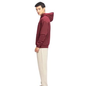 Sweat à capuche pour homme, coupe classique, en tissu polaire marron, avec patch en caoutchouc, boutons-pression, style streetwear décontracté, OEM ODM - Product Image 3