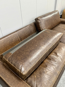 Sofá Moderno de Cuero Marrón Oscuro, Grande, de Dos Plazas, con Brazos Cuadrados, Cómodo Sofá para Sala de Estar en Casas de Lujo - Product Image 5