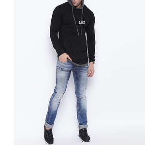 Sweat à capuche en coton pour homme, coupe classique, doublure polaire épaisse, épaules tombantes, imprimé uni, personnalisable, tricoté pour l'hiver, haute qualité - Product Image 4