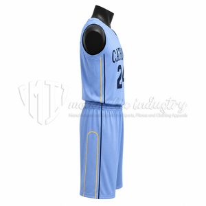 Conjunto de Uniforme de Baloncesto Azul Claro Personalizado, Camiseta y Pantalones Cortos de Baloncesto de Malla Transpirable, Fabricante de Marca Privada OEM ODM - Product Image 4