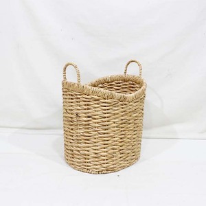 Cesta ovalada de jacinto de agua tejida para ropa, lavandería y almacenamiento, con asas de lazo - Product Image 2