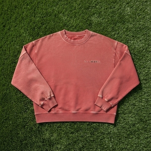 <b>Mens</b> Washed <b>Pink</b> Crewneck <b>Sweatshirt</b> Oversized Casual Streetwear Pullover Long Sleeve Top - Product Image 5