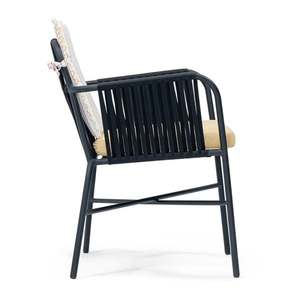 Modern Metal Living Room Chair with Slat Back Cushioned Seat Removable <b>Cover</b> Outdoor Leisure <b>Armchair</b> - Product Image 6