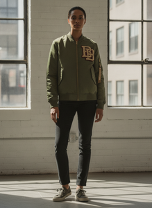 Chaqueta Bomber Verde Oliva para Hombre con Logotipo Bordado, Cierre de Cremallera, Cuello Camisero, Ropa Casual de Otoño - Product Image 5