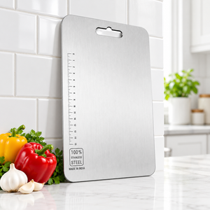 Planche à découper en acier inoxydable, bloc de découpe 360 x 250 x 1 mm, robuste, réutilisable, pour la préparation culinaire - Product Image 3
