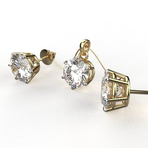 Pendientes de Diamantes Redondos de Corte Brillante en Oro Amarillo para Mujer, Estilo Clásico, Joyería de Compromiso, Color G, Piedra Natural - Product Image 2