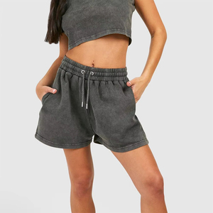 Trendy <b>Women</b> Acid Wash <b>Shorts</b> Vintage Washed Heavyweight Cotton Summer Streetwear Best Selling <b>Women's</b> <b>Shorts</b> Custom Logo - Product Image 4