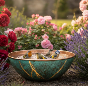 Nouveau Bol à Bain d'Oiseaux en Cuivre Martelé Élégant avec Piquet Métallique, Ornement de Jardin Résistant aux Intempéries pour Décoration Extérieure de Jardin - Product Image 5