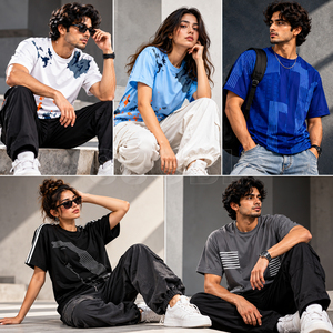 Camiseta de hombre con hombros caídos, de algodón orgánico de alto gramaje y corte holgado, estilo streetwear, con paquete técnico personalizado, para fabricantes y socios de suministro de ropa - Product Image 1