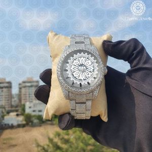 Charm_Jewells Luxury Stainless Steel <b>Watch</b> Round Case 40mm Analog Quartz Sapphire Crystal Hollow Design Men Fashion - Product Image 3