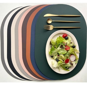 Set de table moderne en cuir PU imperméable, résistant à la chaleur, antidérapant, lavable, essuyable, bleu marine, pour restaurant - Product Image 5