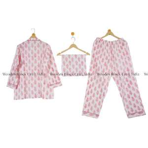 Ensemble de pyjama décontracté en coton biologique à imprimé floral fait main, robe de nuit pour demoiselle d'honneur, séchage rapide pour femme, été, toutes tailles - Product Image 4