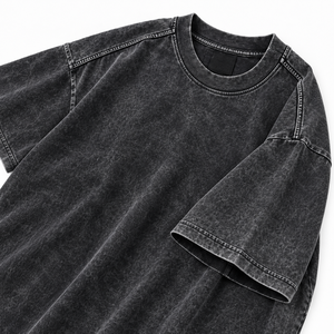 Camiseta de algodón lavado oversize para hombre, manga corta, cuello redondo, estilo casual, lisa, de punto jersey, color sólido, vintage - Product Image 4