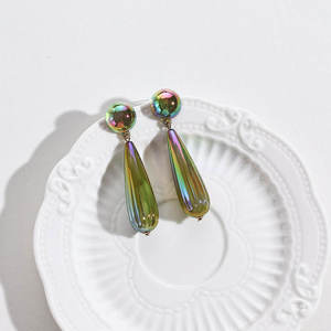 Pendientes Largos de Resina con Forma de Gota de Agua, Estilo Europeo Americano, Color Caramelo, Ecológicos, Hechos a Mano, Tradicionales, para Mujer - Product Image 6