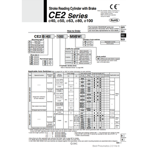 Pièces pneumatiques de cylindre de lecture de course CE2F63-200 de SMC Pneumatics - Product Image 1
