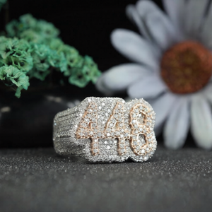 Anillo de lujo con número personalizado de moissanita, plata 925 chapada en rodio, estilo hip hop, joyería de cóctel, regalo para hombres y mujeres - Product Image 1
