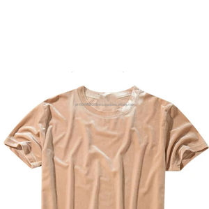 Camiseta Oversize Vintage de Velour con Cuello Redondo para Hombre, Dobladillo Regular, Logotipo Bordado, Personalizable con Letra, 200 Gramos, Venta al por Mayor - Product Image 4