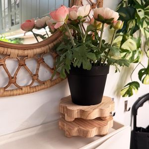 Soporte de exhibición de madera festoneado con forma de flor, bandeja de pedestal para maceta, vela, encimera de cocina, decoración del hogar, venta al por mayor - Product Image 5