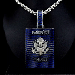 Nuevo Diseño VVS Baguette, Colgante Personalizado con Forma de Pasaporte, Plata de Ley 925, Estilo Hiphop, Brillante, con Moissanita, Fabricante OEM ODM - Product Image 3