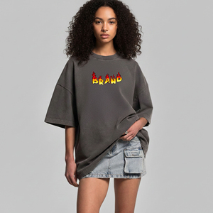 Camiseta de mujer personalizada de verano, estilo casual, streetwear, hombros caídos, oversize, 100% algodón, corte cuadrado, cuello redondo. - Product Image 1