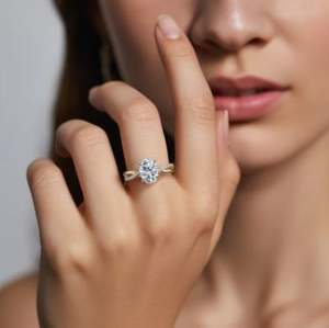 Anillo de Moissanita con Corte Ovalado en Plata de Ley 925 Chapada en Oro de 18K, Diseño Clásico Minimalista de Lujo para Boda, Compromiso o Fiesta - Product Image 2