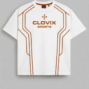 T-shirt vintage de luxe pour homme, personnalisation de la marque CLOVIX SPORTS, t-shirt graphique en coton lourd, streetwear, manches courtes, t-shirt d'été - Product Image 1