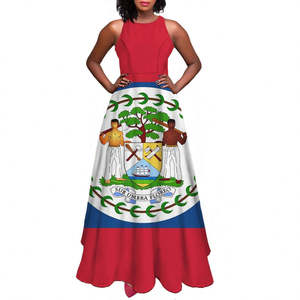 Abito lungo da donna con stampa bandiera nazionale giamaicana, casual, senza maniche, scollo a O, linea ad A, per invitati a matrimoni, estivo - Product Image 1