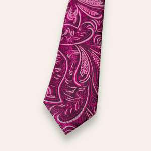Corbata Magenta Paisley para Hombre de Primera Calidad |   Traje Formal de Jacquard para Boda |   Corbata de Negocios |   Diseñador Clásico |   Accesorio de Moda para Regalo - Product Image 1