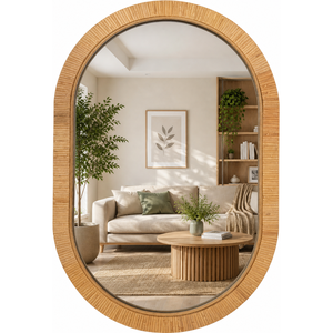 Miroirs muraux ronds en rotin et bambou, écologiques, de luxe, faits à la main, pour l'entrée, la salle de bain, le salon ou la décoration d'hôtel - Product Image 1