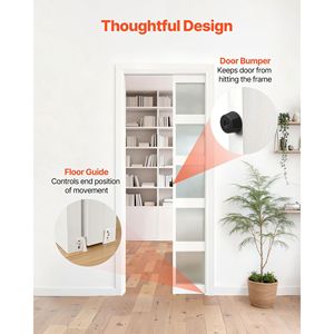 Kit Binario per Porta Scorrevole a Scomparsa da 144 cm con Meccanismo di Chiusura Ammortizzata per Scorrimento Fluido e Silenzioso - Product Image 5