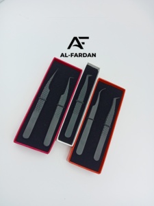 Pinzas para Extensión de Pestañas y Cejas AL-FARDAN, al por Mayor, con Logotipo Personalizable, Acabado Negro Mate, Agarre de Diamante, Acero Inoxidable, Volumen - Product Image 2