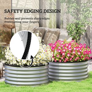 Set di 2 Fioriere in Metallo Argento Facili da Montare 90x90x45 cm con Bordo di Sicurezza per Serre e Giardini - Product Image 6