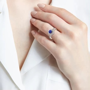 Bague en argent sterling 925 belle pierre précieuse saphir bleu naturel personnaliser la commande de bijoux en ligne maintenant à la fabrication en gros - Product Image 5