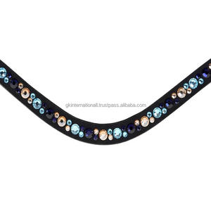 Bande de front de cheval équestre en cuir léger de qualité supérieure avec strass multicolores hotfix bling bandeau de front - Product Image 3