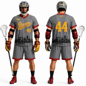Uniforme de lacrosse entièrement personnalisable, maillot réversible avec logo imprimé sur mesure, 100% polyester respirant pour les kits de lacrosse masculins - Product Image 1