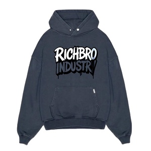 Sudadera con capucha de aspecto lavado personalizada OEM, estilo Vintage lavado con ácido, ropa de calle de gran tamaño para hombre, Jersey, Sudadera con capucha de tela de algodón - Product Image 3