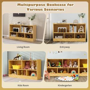 Organizzatore per armadietti giocattolo in legno a 2 scaffali e 5 cubi libreria per bambini - Product Image 4