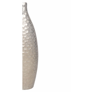 Vase à fleurs artisanal en métal martelé argenté, avec une finition texturée et un design élancé et élégant pour une décoration intérieure raffinée - Product Image 6