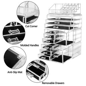 Set di 4 Portaoggetti in Plastica Trasparente per Cosmetici, Organizzatore per Trucchi, Scaffale Portaoggetti - Product Image 4