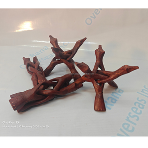 Support de présentation en bois emboîtable de style bohème pour décoration de Noël, 8 pouces, pour grappes de cristaux de guérison et géodes rouge brunâtre - Product Image 5