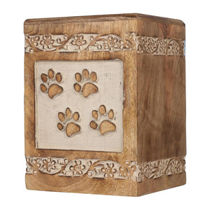 Elegant Design <b>Pet</b> Memorial Keepsake Wooden Urn <b>for</b> Funeral <b>Ashes</b> Mango Wood Paw Print Urns by Indian Manufacturer and Exporter - Product Image 4