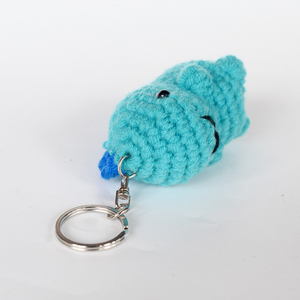 Handmade Crochet Dinosaur Keychain Knitted Teal Dino Amigurumi Bag Charm Backpack Pendant Pure Art Setup Handcrafted <b>Key</b> <b>Rings</b> - Product Image 1