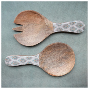 Ensemble de saladiers en bois d'acacia avec impression émaillée, élégant, pour la maison, la restauration, la décoration de table, les couverts pour les mariages, les ensembles de saladiers - Product Image 2