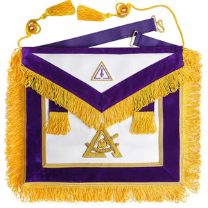 Master Mason Custom Embroidered 3D Square <b>Badge</b> Purple <b>Gold</b> Fringe Sew-On Safety Pin Attachment Garment Accessory Classical - Product Image 1