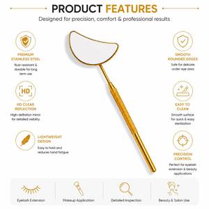 Miroir de maquillage de luxe en or avec poignée texturée, finition personnalisée - Product Image 6