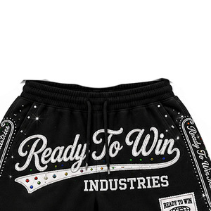 ชุดเซ็ตฮู้ดดี้พร้อมส่งจาก Ready To Win Industries สีดำ พิมพ์ลายกลิตเตอร์ประดับเพชร สไตล์สตรีทแวร์ แขนยาว ซิปด้านหน้า กางเกงขาสั้นทรงปกติ - Product Image 4